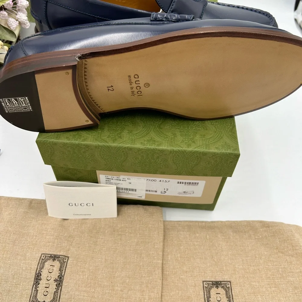 Men’s Gucci interlocking GG leather loafers size 12 made in Italy cobbler soles - Picture 10 of 11
